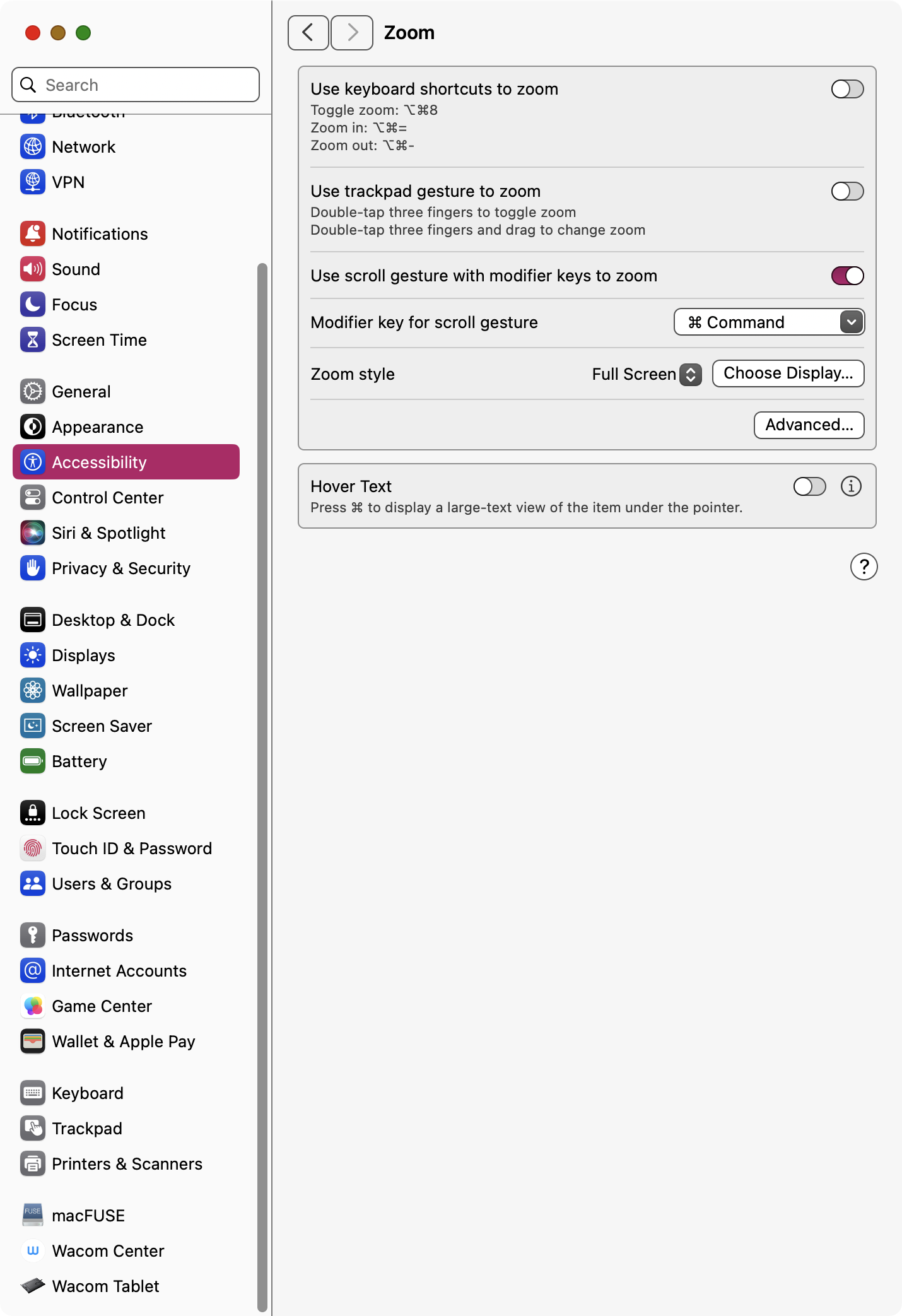 Enabling zoom controls